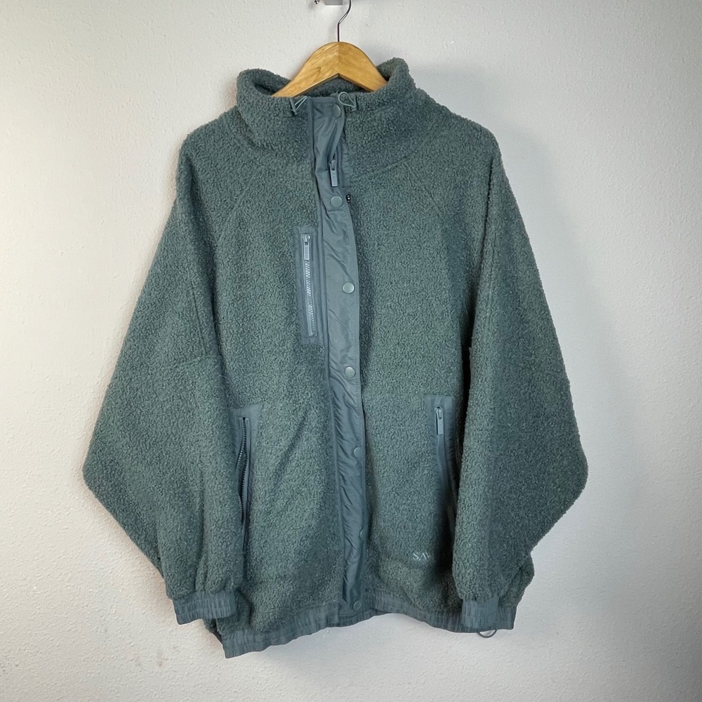 SAVVI Women's Janene Sherpa Fleece Jacket Size 2X Sage Green